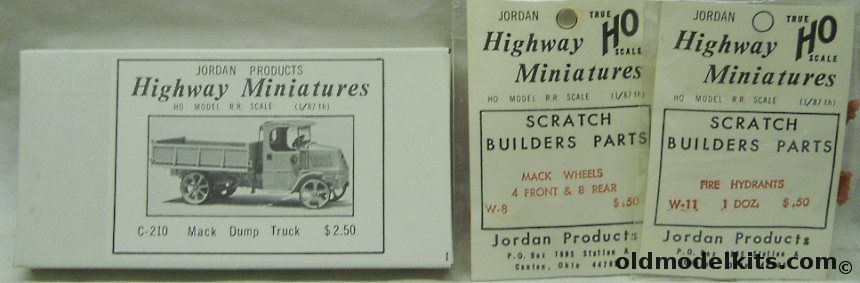 Jordan Products 1/87 Mack Dump Truck With Extra Wheel (12) Pack and Fire Hydrants (12) HO Scale, C-210 plastic model kit